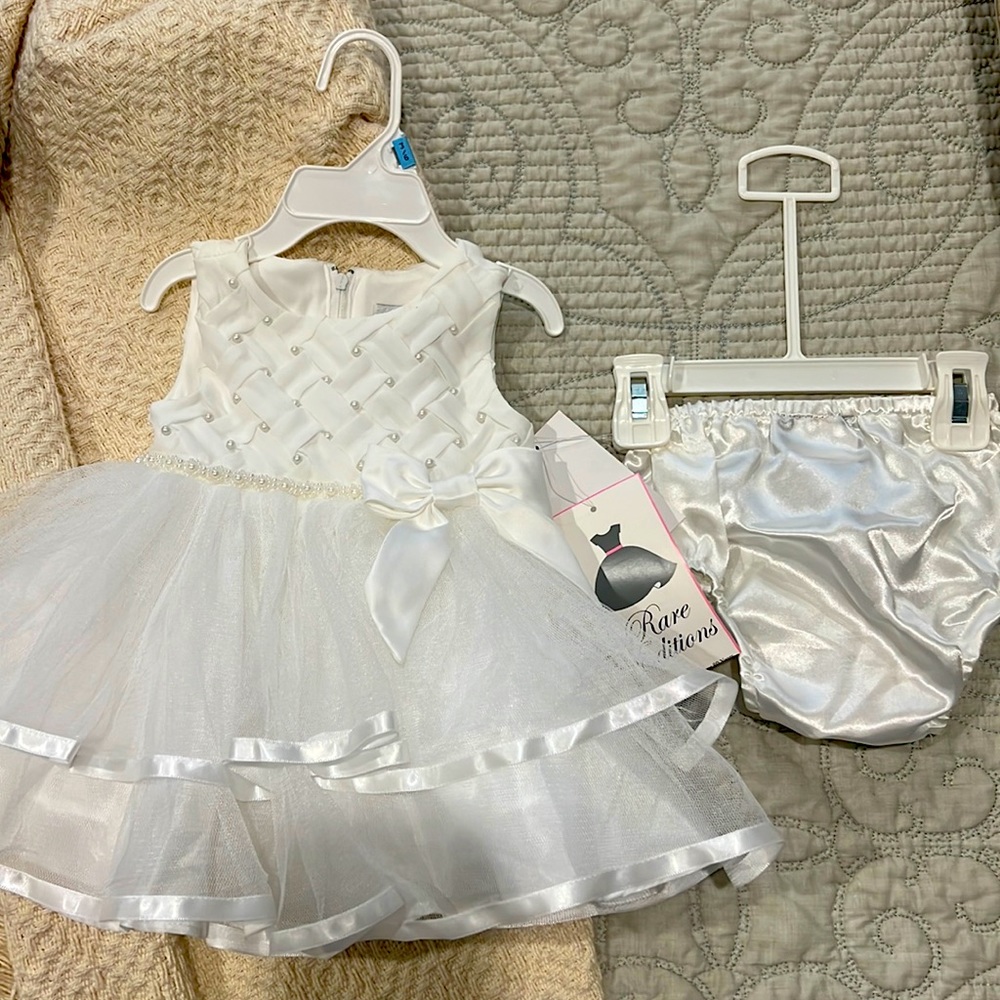 White / ivory Rare Editions size 3-6 mos girls christening dress baptism dress